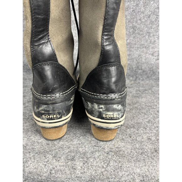 Sorel Boots Womens Size 10 Black Gray Conquest Wedge Tall Lace Up Waterproof - Picture 5 of 8